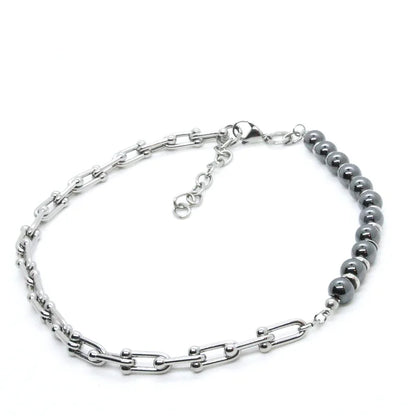 Collier pierres hématite synthétique fait main