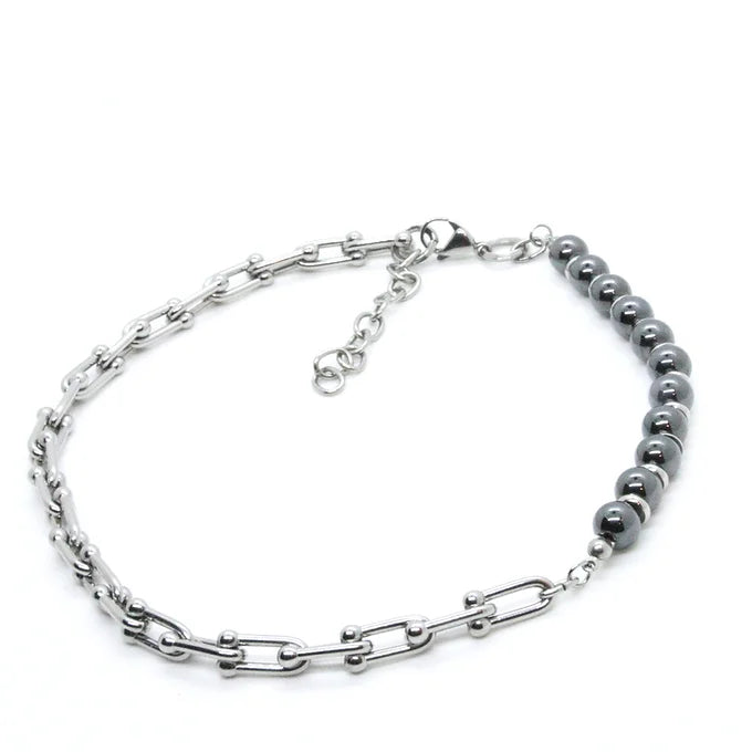 Collier pierres hématite synthétique fait main