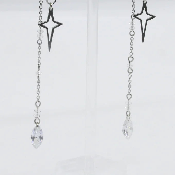 Boucles d'oreilles étoiles avec cristaux et diamants de synthèse faites main