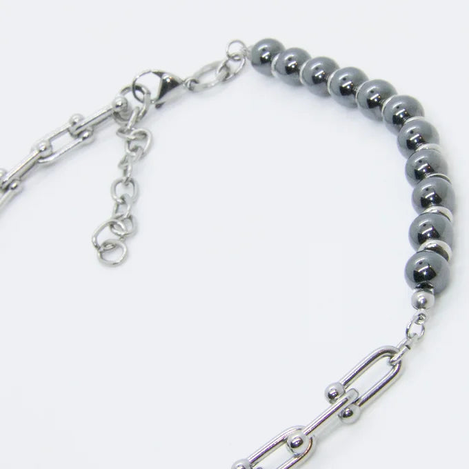 Collier pierres hématite synthétique fait main