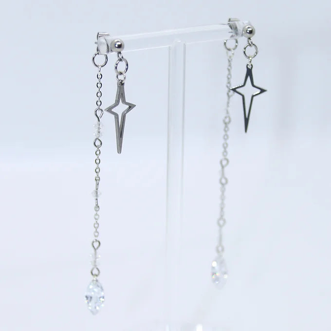 Boucles d'oreilles étoiles avec cristaux et diamants de synthèse faites main