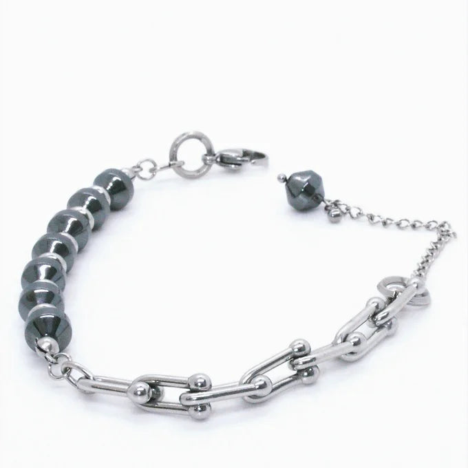 Bracelet pierres hématite synthétique fait main