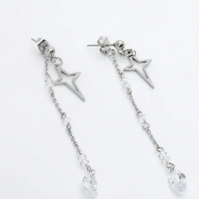 Boucles d'oreilles étoiles avec cristaux et diamants de synthèse faites main